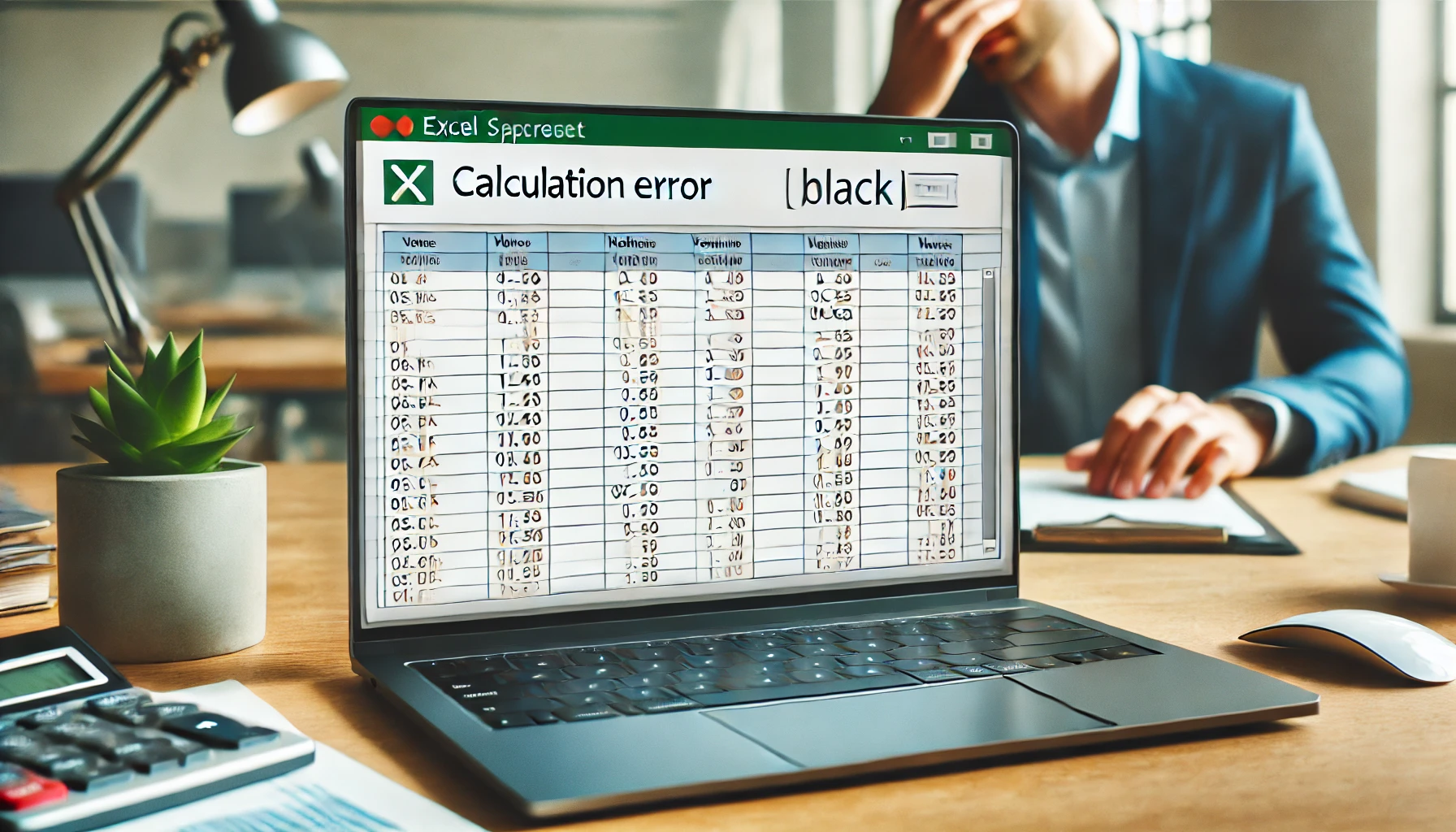 エクセル計算結果が表示されないイメージ図