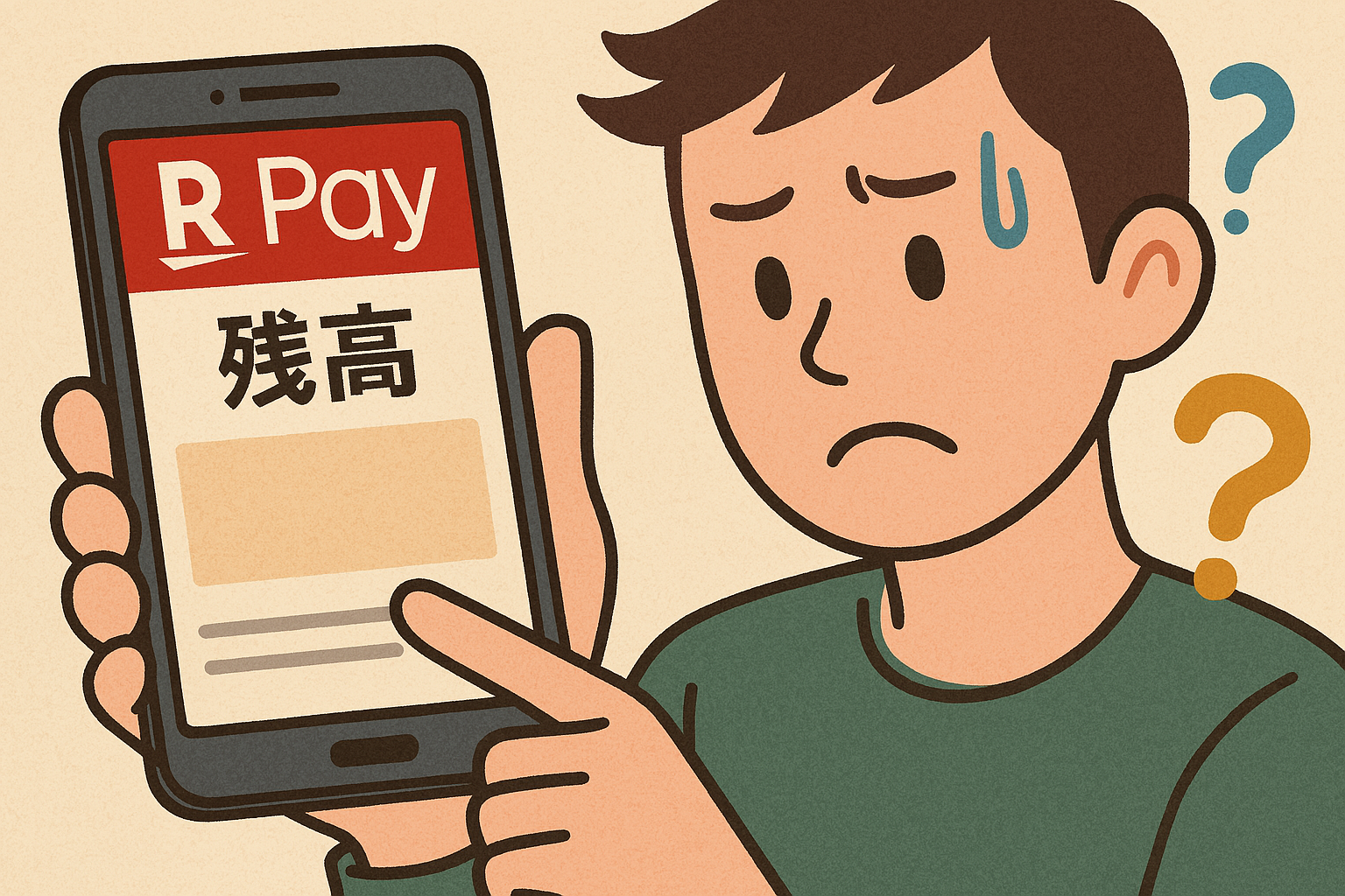 楽天ペイ 残高 表示されないイメージ図